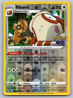 Bibarel 060/078 Pokemon GO Pokemon Reverse Holo Moderately Played - Image 1