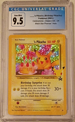 CGC 9.5 ____'s Pikachu (Birthday Pikachu) Celebrations 24/53 Holo Promo - Image 1
