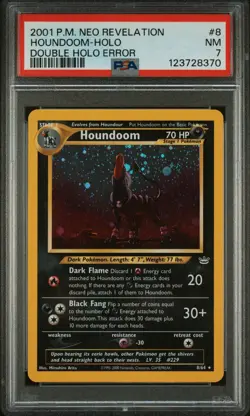 Pokemon Neo Revelation Houndoom Double Holo Error PSA 7 - Image 1