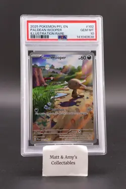 Paldean Wooper 102/094 Me02: Phantasmal Flames Holo PSA 10 Pokemon - Image 1