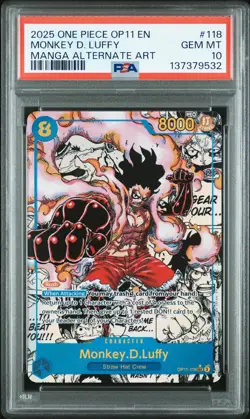 2025 ONE PIECE OP11-A FIST OF DIVINE SPEED #118 MONKEY D. LUFFY PSA 10 - Image 1