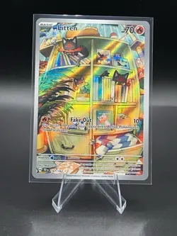 Pokemon TCG Litten Full Art Holo Card 167/162 Temporal Forces Illustration - Image 1