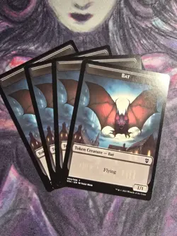 4x Bat / Blood Token double-sided - NM - Crimson Vow Commander mtg - Image 1