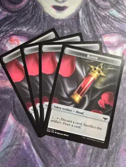 4x Bat / Blood Token double-sided - NM - Crimson Vow Commander mtg - Image 2