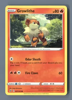 Growlithe 027/192 Common Rebel Clash Pokemon Near Mint - Image 1