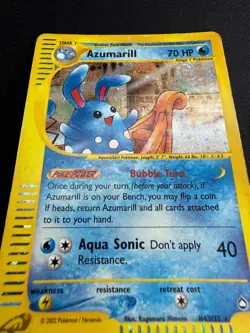 Pokemon Azumarill H4/H32 Aquapolis Rare Holo Swirl Unlimited Wizards ENG Vintage - Image 4