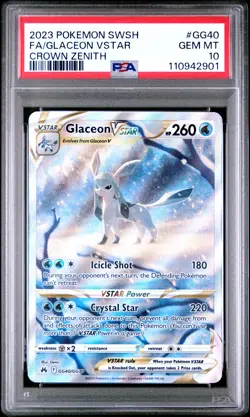 2023 POKEMON SWORD & SHIELD CROWN ZENITH #GG40 FULL ART/GLACEON VSTAR PSA 10 - Image 1