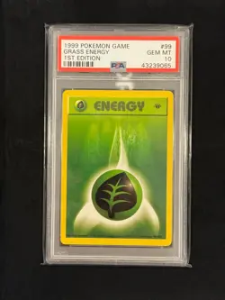1999 Grass Energy 1st Edition #99 PSA 10 GEM MINT Base Set Shadowless Pokemon - Image 1