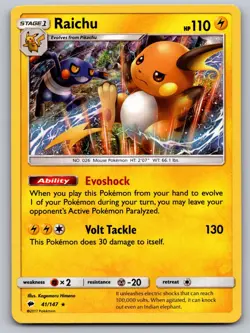 Raichu 41/147 Holo Rare Burning Shadows Pokemon Holo Near Mint - Image 1