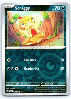 Pokemon Scraggy SV: Paldean Fates PAF Reverse Holo 060/091 NM Common sowsow - Image 1