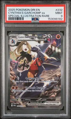 2025 POKEMON DRI EN-DESTINED RIVALS #232 CYNTHIA'S GARCHOMP EX PSA 9 - Image 1