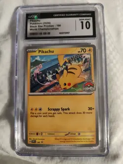 2024 Pokemon Pikachu #190 Black Star Promo World Championships Stamped CGC 10 - Image 1