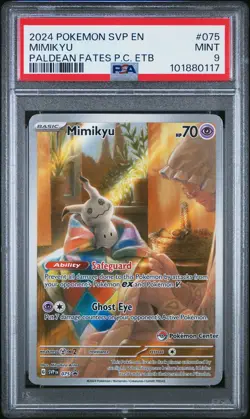 2024 POKEMON SVP EN-SV POKEMON CENTER ETB BLACK STAR PROMO #075 MIMIKYU PSA 9 - Image 1