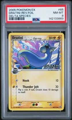 2005 POKEMON EX DELTA SPECIES #65 DRATINI-REVERSE FOIL PSA 8 - Image 1