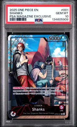 2025 ONE PIECE PROMOS PSA MAGAZINE EXCLUSIVE #001 SHANKS PSA 10 - Image 1