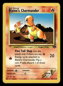 Blaine's Charmander 60/132 Gym Challenge Set Pokemon Card - 3 - Image 1