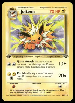 Pokemon Cards Jolteon 20/64 1st Edition Jungle WOTC Rare LP - Image 1
