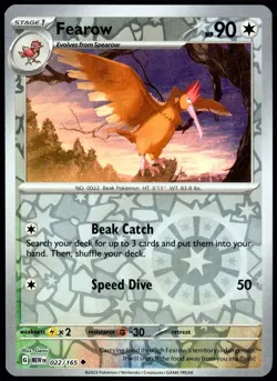 Pokemon TCG Fearow 022/165 2023 Scarlet & Violet 151 Reverse Holo Uncommon - LP - Image 1