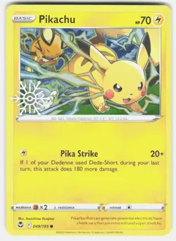 PIKACHU 049/195 COMMON SILVER TEMPEST POKEMON REVERSE HOLO NM/M - Image 1