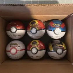 Pokemon PokeBall Tin Lot Of 6 Sealed - 3 TCG Booster Packs Per Tin - Image 1