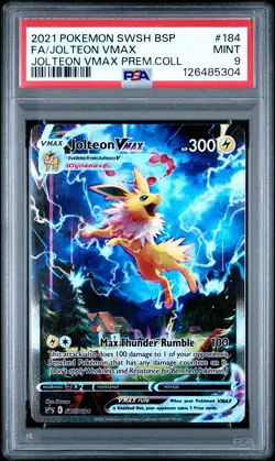 2021 POKEMON SWSH BLACK STAR PROMO #184 FULL ART/JOLTEON VMAX PSA 9 - Image 1