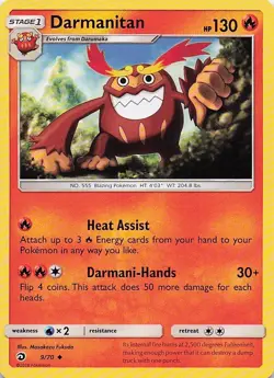 Darmanitan 9/70 Uncommon Dragon Majesty Pokemon Lightly Played - Image 1