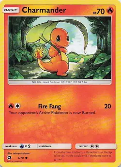 Charmander 1/70 Common Dragon Majesty Pokemon Lightly Played - Image 1