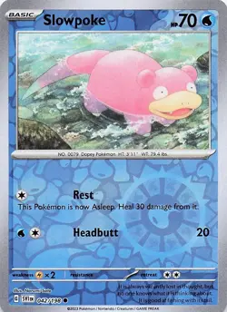 Slowpoke 042/198 Common Scarlet & Violet Pokemon Reverse Holo Near Mint - Image 1