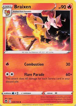 Braixen 026/195 Uncommon Silver Tempest Pokemon Near Mint - Image 1