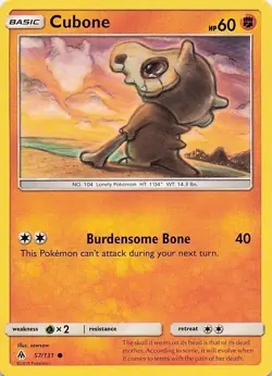 Cubone 57/131 Common Forbidden Light Pokemon Lightly Played - Image 1