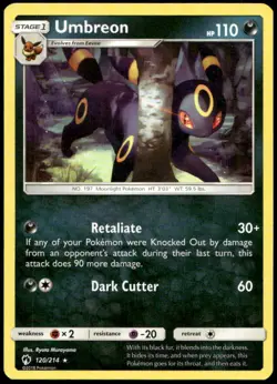 Umbreon 120/214 Rare Lost Thunder Pokemon Lightly Played - Image 1