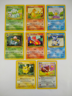 Vintage Pokemon Base Set Card Lot – Starters Pikachu Eevee Bulbasaur Charmander - Image 1