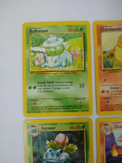 Vintage Pokemon Base Set Card Lot – Starters Pikachu Eevee Bulbasaur Charmander - Image 2