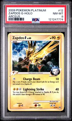 2009 POKEMON PLATINUM ARCEUS ZAPDOS G #12 HOLO PSA 8 NM #121247774 - Image 1