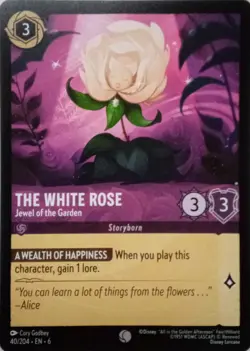 40/204 THE WHITE ROSE JEWEL OF THE GARDEN AZURITE SEA COMMON DISNEY LORCANA CARD - Image 1
