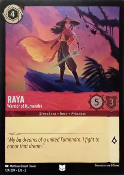 124/204 RAYA WARRIOR OF KUMANDRA FLOODBORN FOIL UNCOMMON DISNEY LORCANA CARD - Image 1