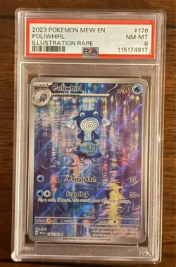 2023 Pokemon Mew En-151 #176 Poliwhirl Illustration Rare PSA 8 - Image 1