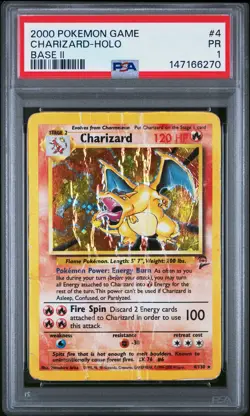 2000 POKEMON BASE SET 2 #4 CHARIZARD-HOLO PSA 1 - Image 1