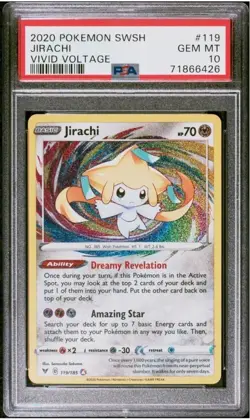2020 Pokemon TCG SWSH Vivid Voltage Jirachi Card 119/185 Gem Mint PSA 10 Low Pop - Image 1