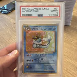 Pokemon Vaporeon #134 MEGA SWIRL OUT OF TAIL Holo Jungle Japanese PSA 10 - Image 1