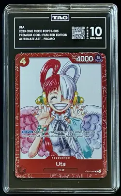 TAG 10 One Piece OP01-005 R Uta - ENG - Foil - Film Red - Graded - Image 1