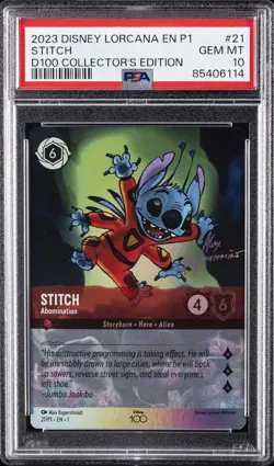 2023 DISNEY LORCANA EN P1-PROMO #21 STITCH - ABOMINATION PSA 10 - Image 1