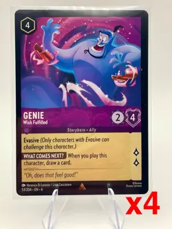 4x TCG Disney Lorcana Azurite Sea: Genie - Wish Fulfilled 53/204 Regular x4 - Image 3