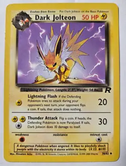 Pokemon Card - TCG Team Rocket Dark Jolteon Regular #38/82 - Image 1