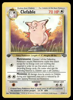Pokemon Cards Clefable 17/64 1st Edition Jungle WOTC Rare LP - Image 1