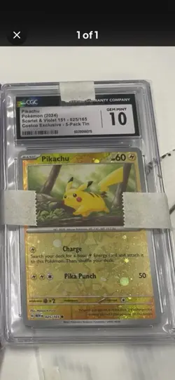 Pokemon Pikachu SV151 Reverse Cosmos Holo 025/165 CGC 10 Costco Exclusive - Image 1