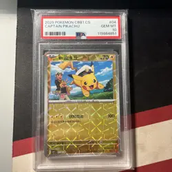 2025 POKEMON SIMPLIFIED CHINESE CBB1 C-GEM PACK VOL 1 #04 CAPTAIN PIKACHU PSA 10 - Image 1