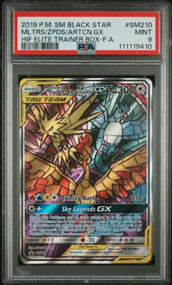 2019 POKEMON SM BLACK STAR PROMO FULL ART/MOLTRES & ZAPDOS & ARTICUNO GX PSA 9 - Image 1