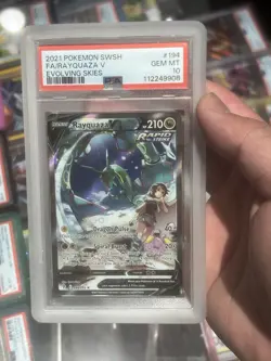 2021 POKEMON SWORD & SHIELD EVOLVING SKIES #194 FULL ART/RAYQUAZA V PSA 10 - Image 1