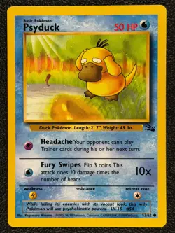 Psyduck 53/62 Base Set Series Fossil COMMON Basic Pokemon Card 1999 WOTC NM - Image 1